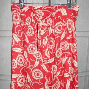 Vintage red floral front button full skirt sz 6